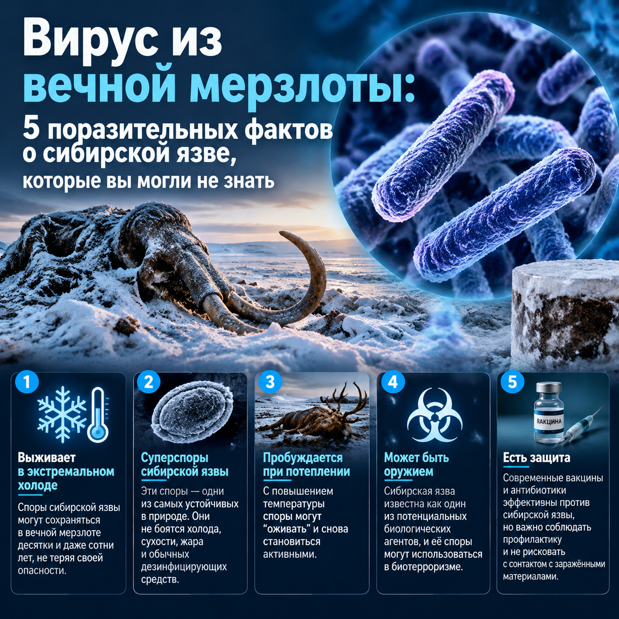 Вирус из вечной мерзлоты: 5 поразительных фактов о сибирской язве, которые вы могли не знать